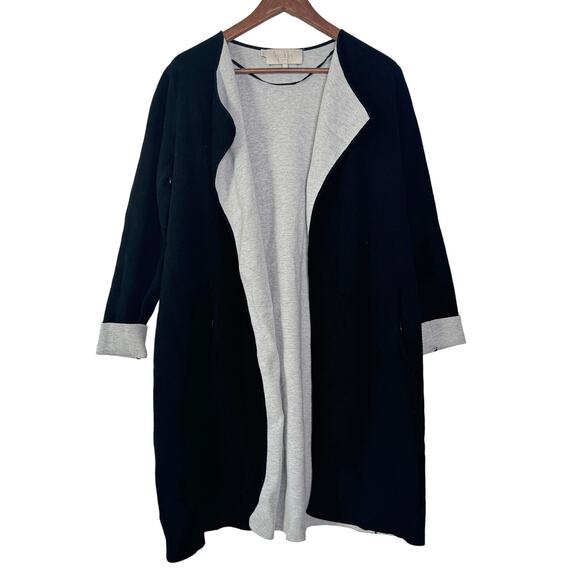 Hobbs London Sweaters - Hobbs London Cardigan Womens Large Black Gray Knit Longline Minimalist Classic